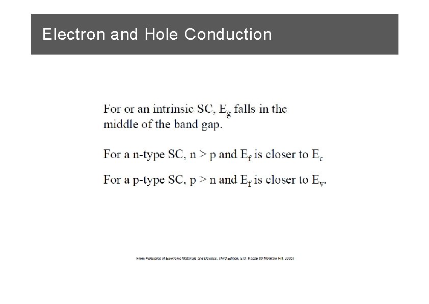 Electron and Hole Conduction 