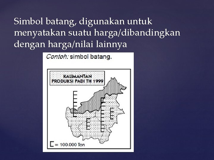 Simbol batang, digunakan untuk menyatakan suatu harga/dibandingkan dengan harga/nilai lainnya 