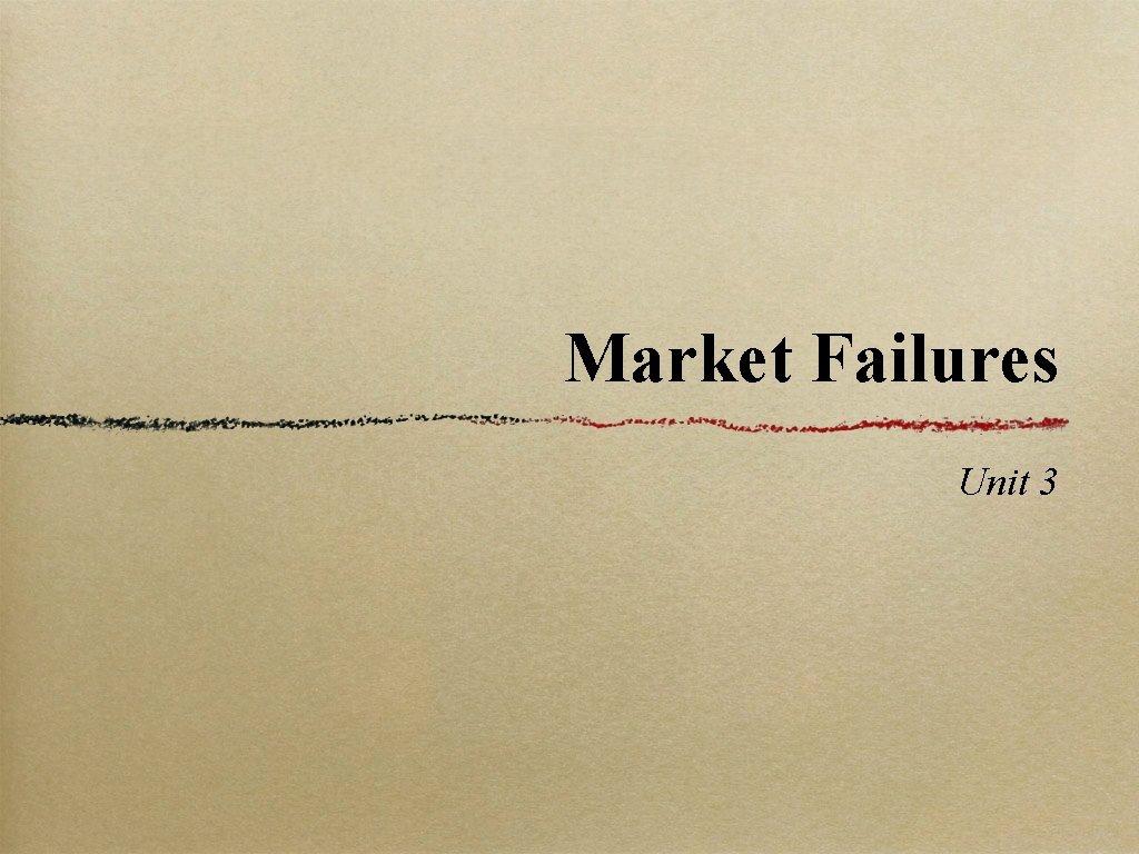 Market Failures Unit 3 