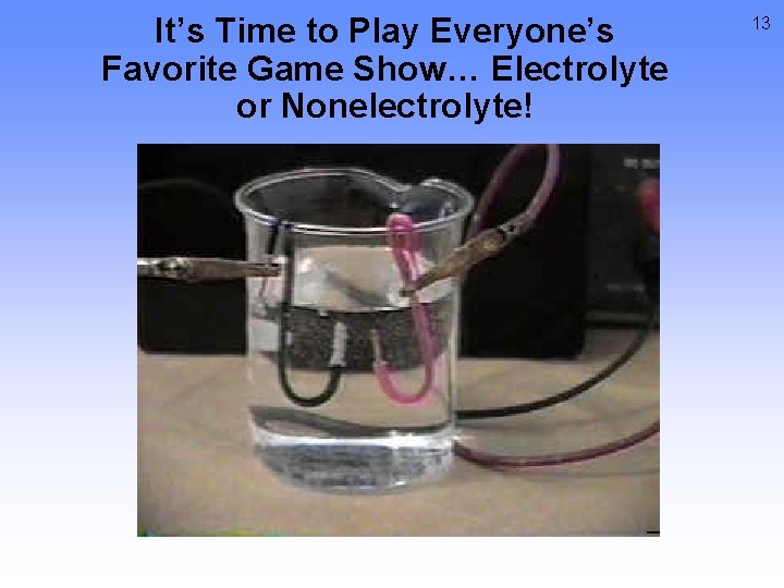 It’s Time to Play Everyone’s Favorite Game Show… Electrolyte or Nonelectrolyte! 13 