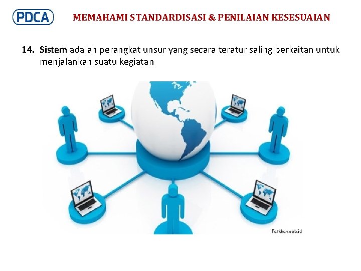 MEMAHAMI STANDARDISASI & PENILAIAN KESESUAIAN 14. Sistem adalah perangkat unsur yang secara teratur saling