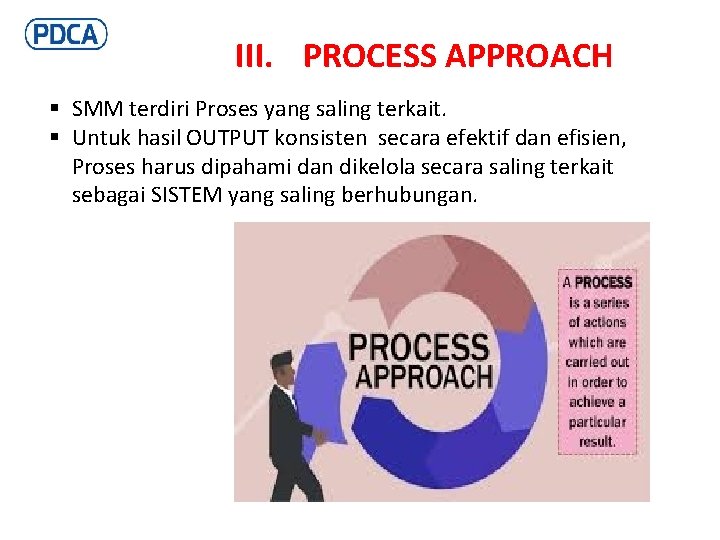 III. PROCESS APPROACH § SMM terdiri Proses yang saling terkait. § Untuk hasil OUTPUT