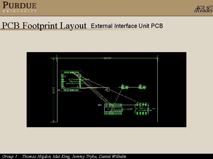 ECE 477 i. Reader PCB Footprint Layout External Interface Unit PCB Group 3 :