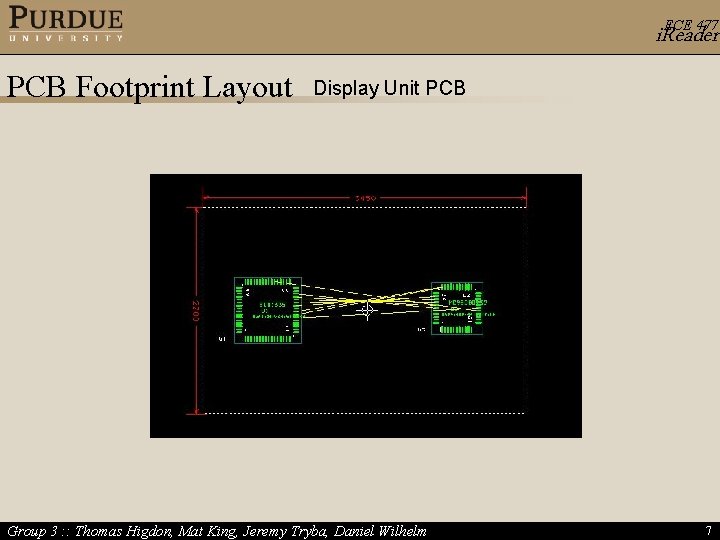 ECE 477 i. Reader PCB Footprint Layout Display Unit PCB Group 3 : :