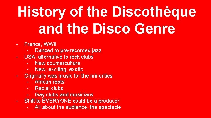 History of the Discothèque and the Disco Genre - - France, WWII - Danced