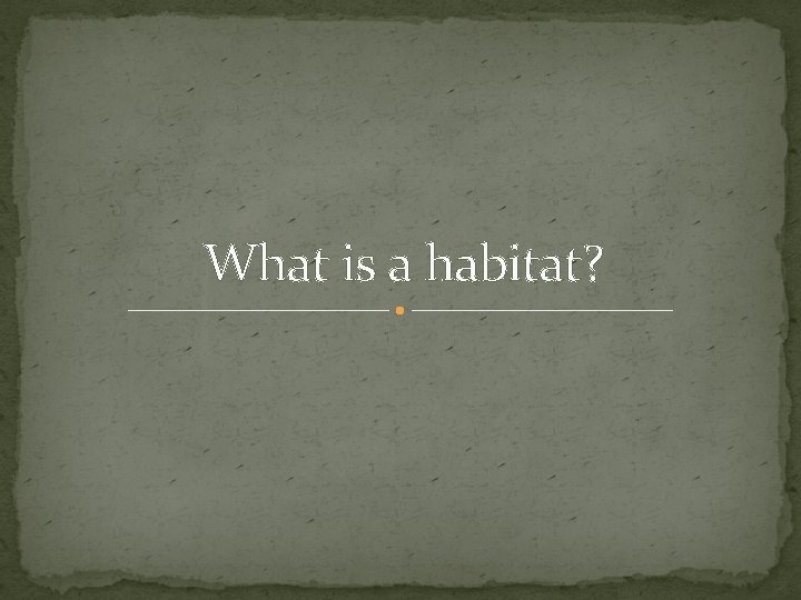 What is a habitat? 