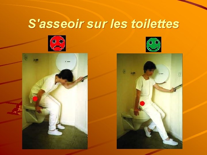 S'asseoir sur les toilettes 