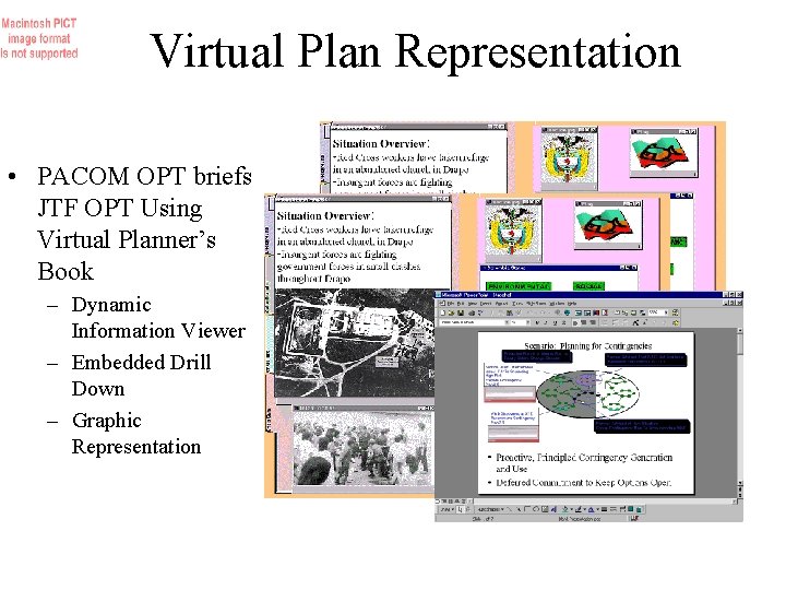 Virtual Plan Representation • PACOM OPT briefs JTF OPT Using Virtual Planner’s Book –