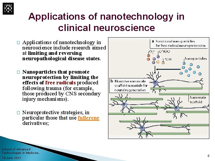 Applications of nanotechnology in clinical neuroscience � Applications of nanotechnology in neuroscience include research