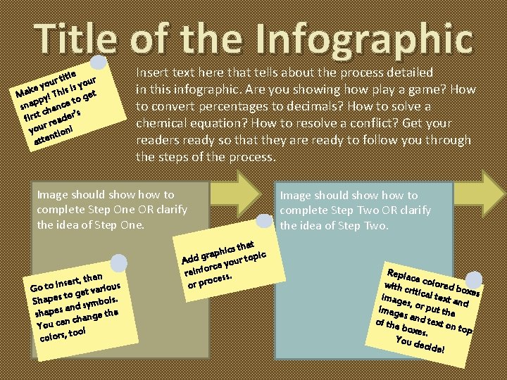 Title of the Infographic title our r u is y e yo Mak py!