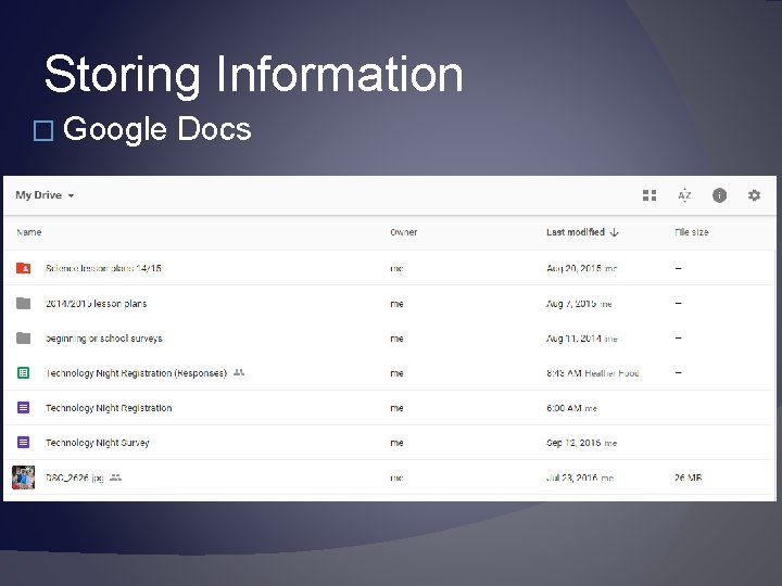 Storing Information � Google Docs 