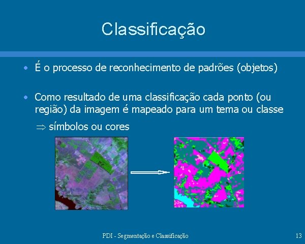 Classificação • É o processo de reconhecimento de padrões (objetos) • Como resultado de