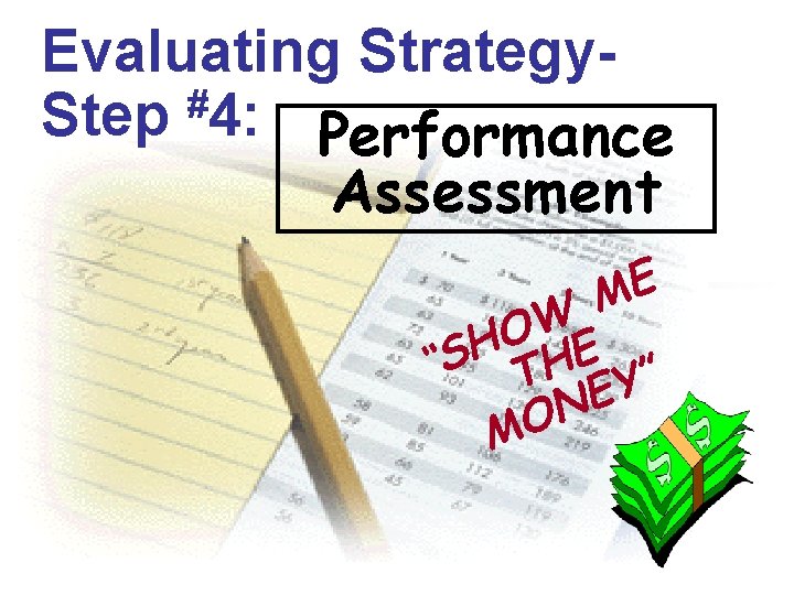 Evaluating Strategy# Step 4: Performance Assessment ME W O H E S “ H