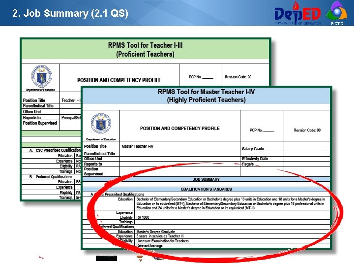 2. Job Summary (2. 1 QS) RCTQ 