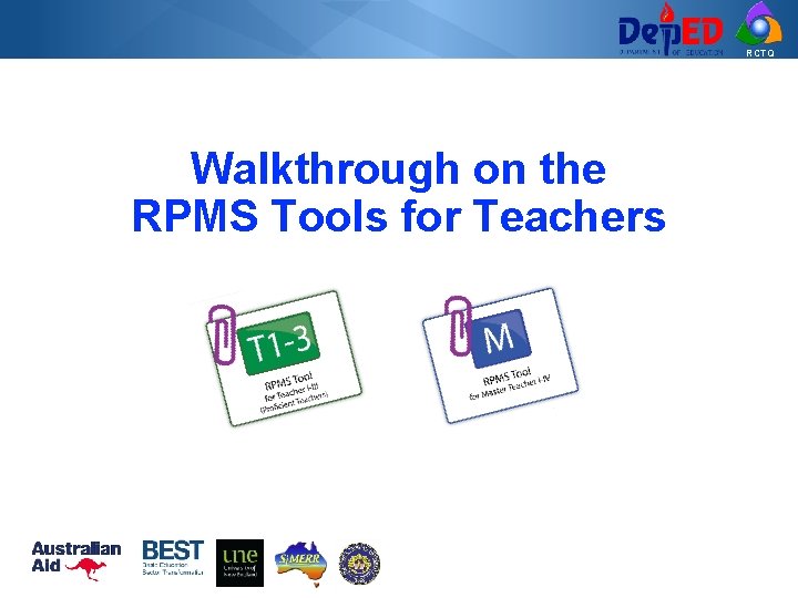 RCTQ Walkthrough on the RPMS Tools for Teachers 