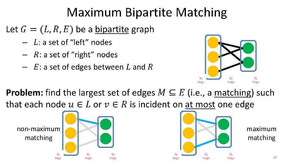 Maximum Bipartite Matching • non-maximum matching 10 Maximum Bipartite Matching • non-maximum matching 10