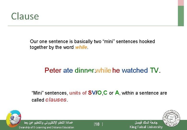 Clause Our one sentence is basically two “mini” sentences hooked together by the word