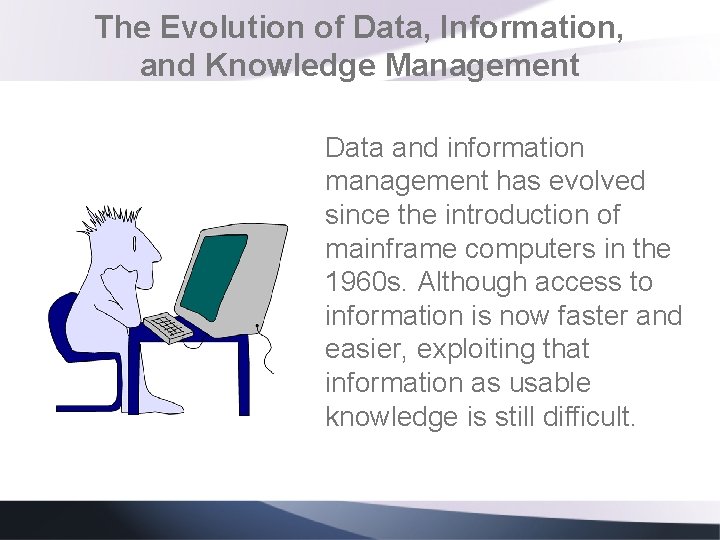 The Evolution of Data, Information, and Knowledge Management Data and information management has evolved