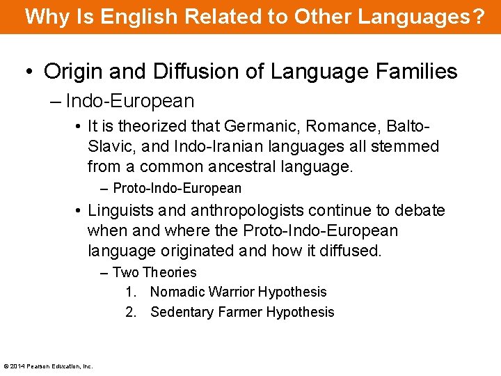 Why Is English Related to Other Languages? • Origin and Diffusion of Language Families