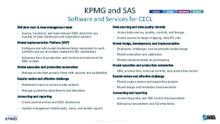 KPMG and SAS Software and Services for CECL Data sourcing and data quality controls