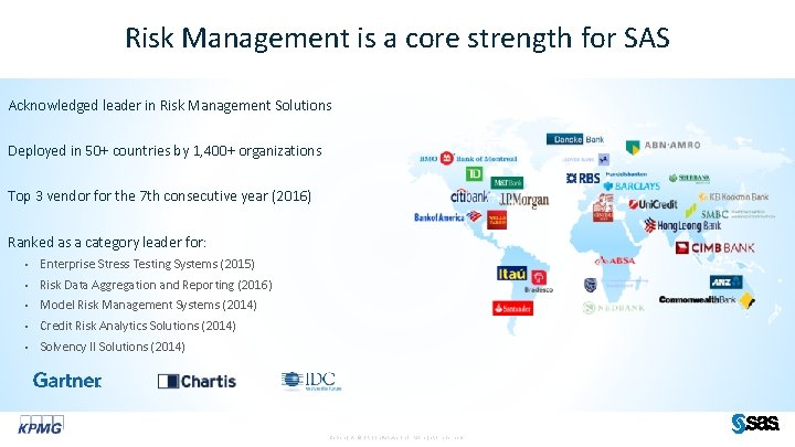 Risk Management is a core strength for SAS Acknowledged leader in Risk Management Solutions