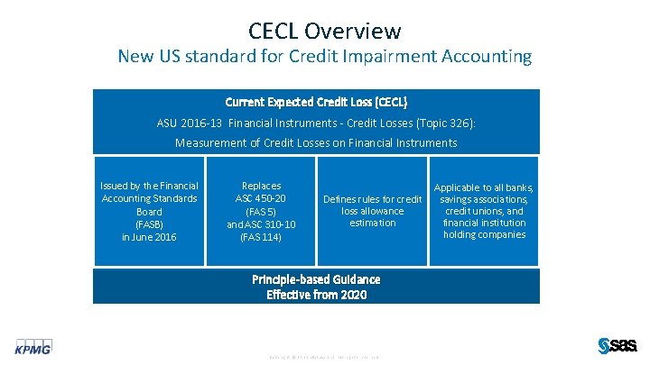 CECL Overview New US standard for Credit Impairment Accounting Current Expected Credit Loss (CECL)