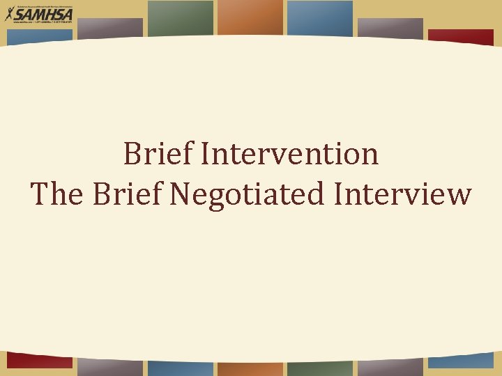 Brief Intervention The Brief Negotiated Interview 