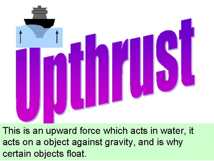 This is an upward force which acts in water, it acts on a object
