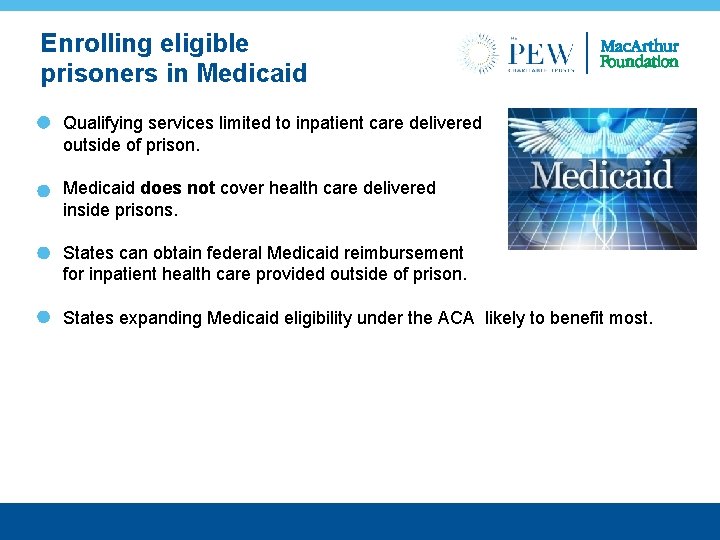 Enrolling eligible prisoners in Medicaid Qualifying services limited to inpatient care delivered outside of