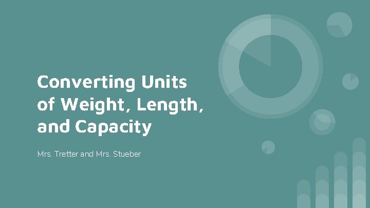 Converting Units of Weight, Length, and Capacity Mrs. Tretter and Mrs. Stueber 
