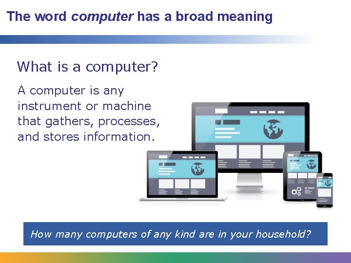 The word computer has a broad meaning What is a computer? A computer is