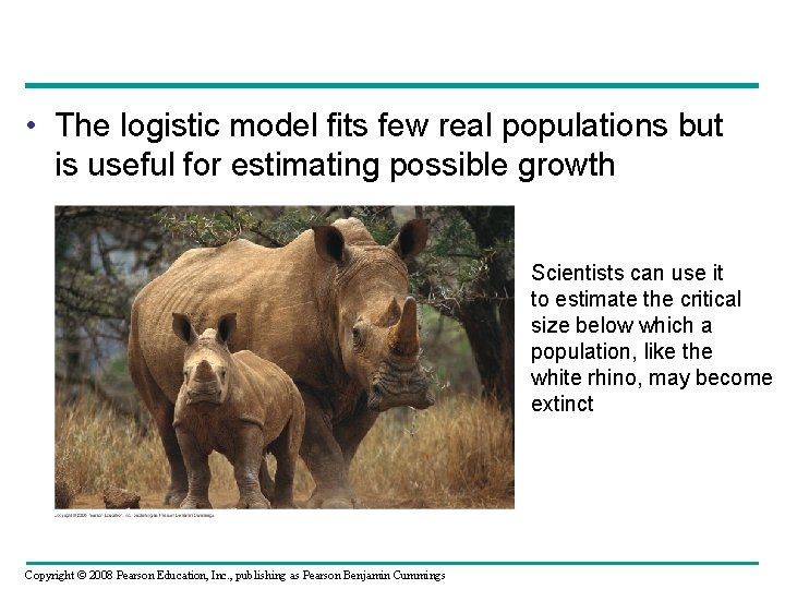  • The logistic model fits few real populations but is useful for estimating