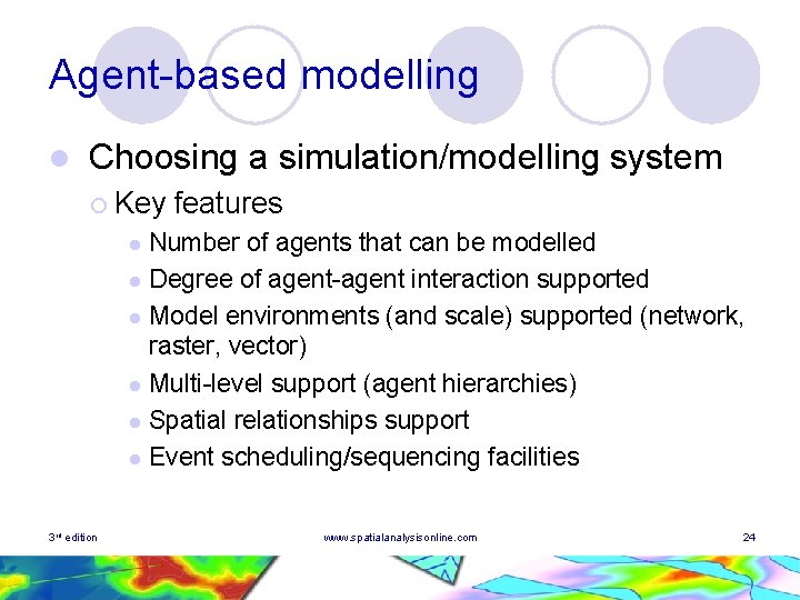 Agent-based modelling l Choosing a simulation/modelling system ¡ Key features Number of agents that Agent-based modelling l Choosing a simulation/modelling system ¡ Key features Number of agents that