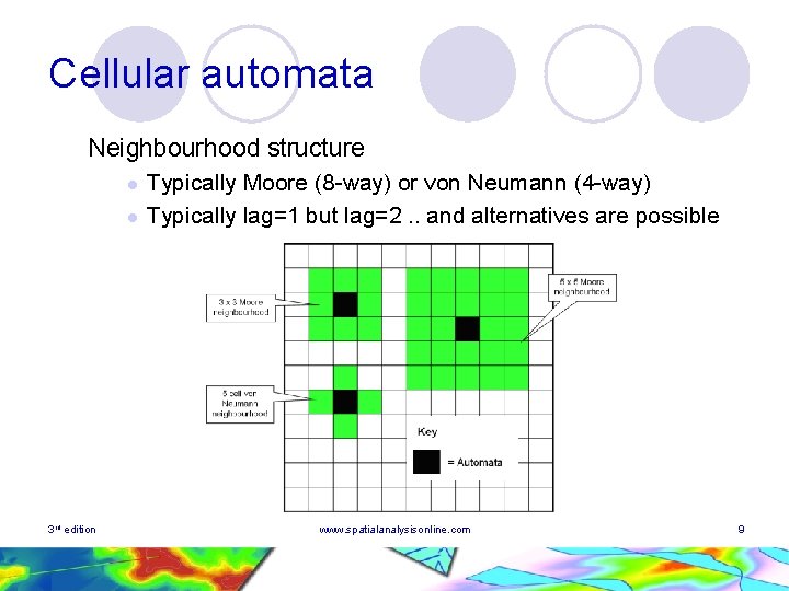 Cellular automata Neighbourhood structure l l 3 rd edition Typically Moore (8 -way) or Cellular automata Neighbourhood structure l l 3 rd edition Typically Moore (8 -way) or