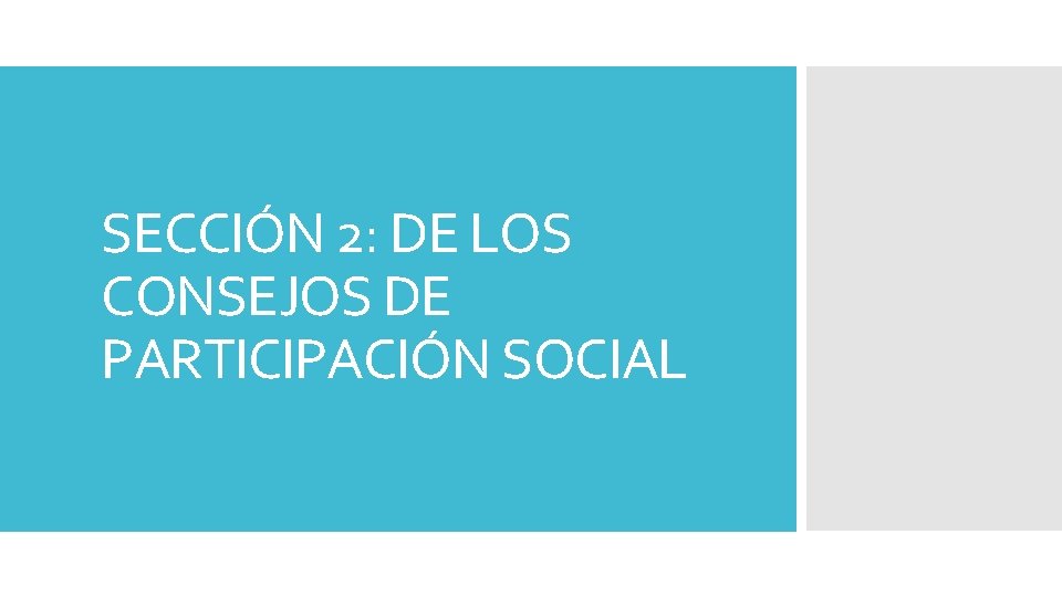 SECCIÓN 2: DE LOS CONSEJOS DE PARTICIPACIÓN SOCIAL 