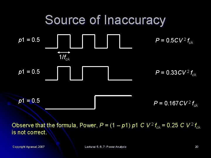 Source of Inaccuracy p 1 = 0. 5 P = 0. 5 CV 2
