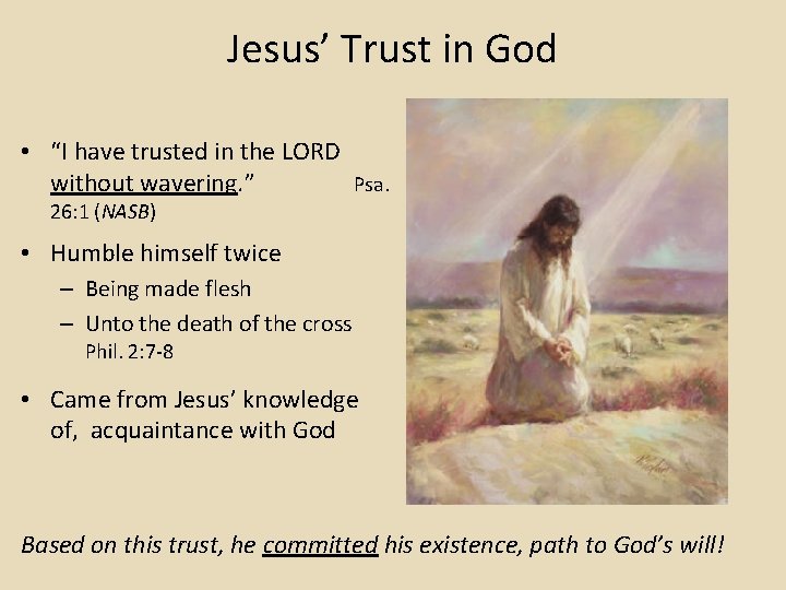 Jesus’ Trust in God • “I have trusted in the LORD without wavering. ”