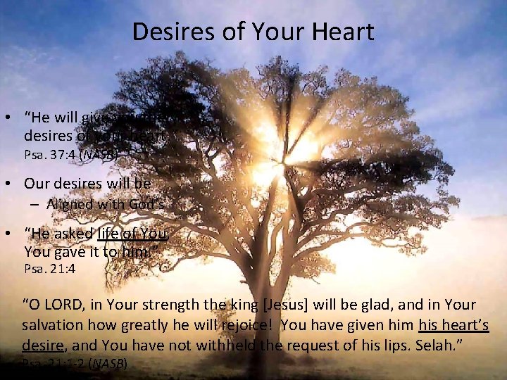 Desires of Your Heart • “He will give you the desires of your heart.