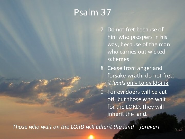 Psalm 37 7 Do not fret because of him who prospers in his way,