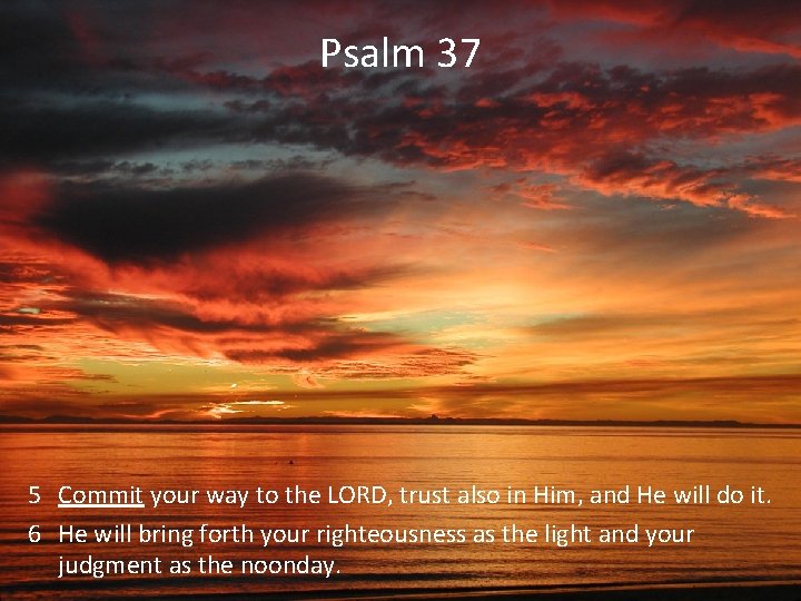 Psalm 37 5 Commit your way to the LORD, trust also in Him, and