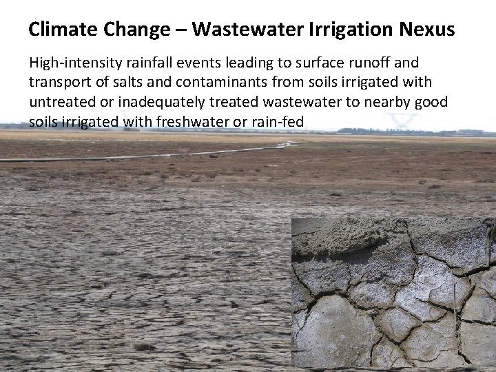 Climate Change – Wastewater Irrigation Nexus High-intensity rainfall events leading to surface runoff and