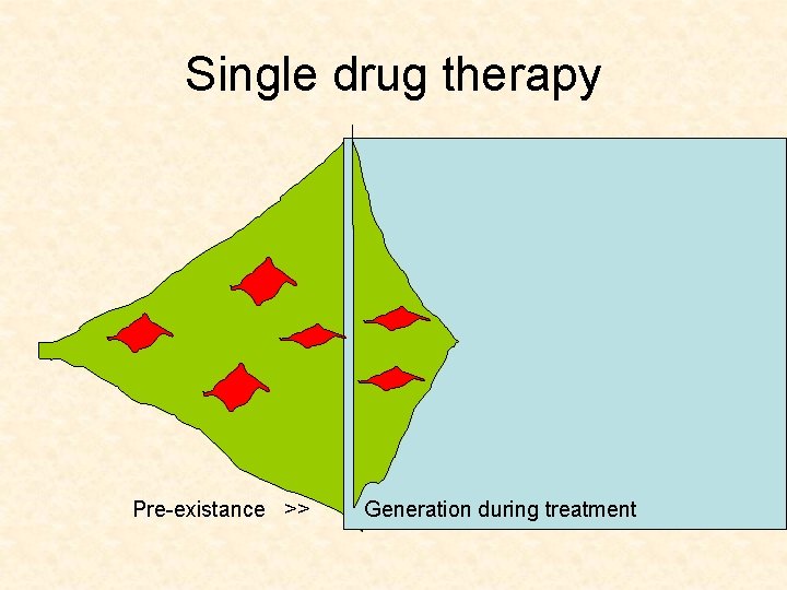 Single drug therapy Pre-existance >> Generation during treatment 