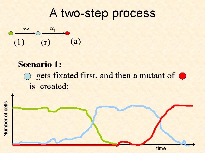 A two-step process (1) (r) (a) Number of cells Scenario 1: gets fixated first,