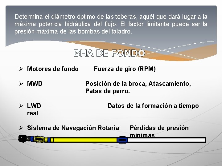 Determina el diámetro óptimo de las toberas, aquél que dará lugar a la máxima