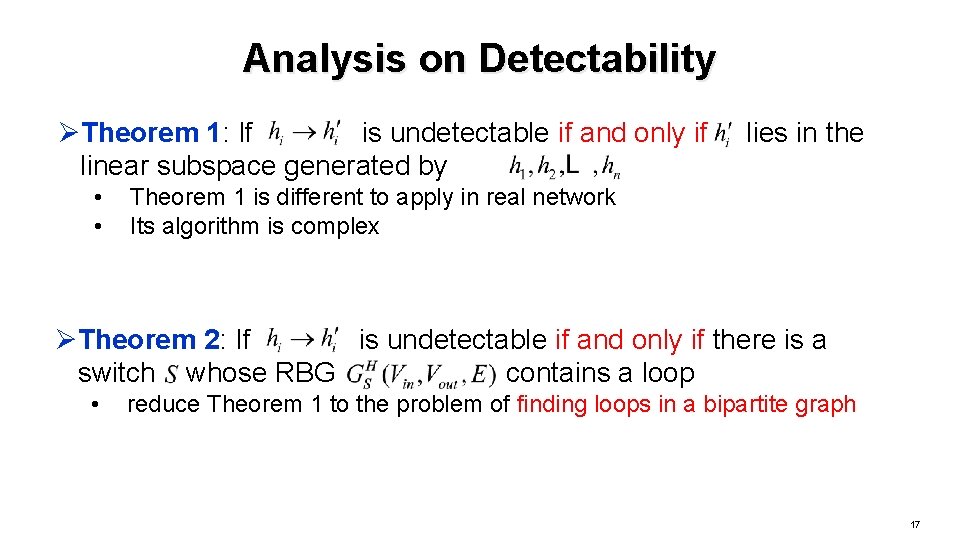 Analysis on Detectability ØTheorem 1: If is undetectable if and only if linear subspace
