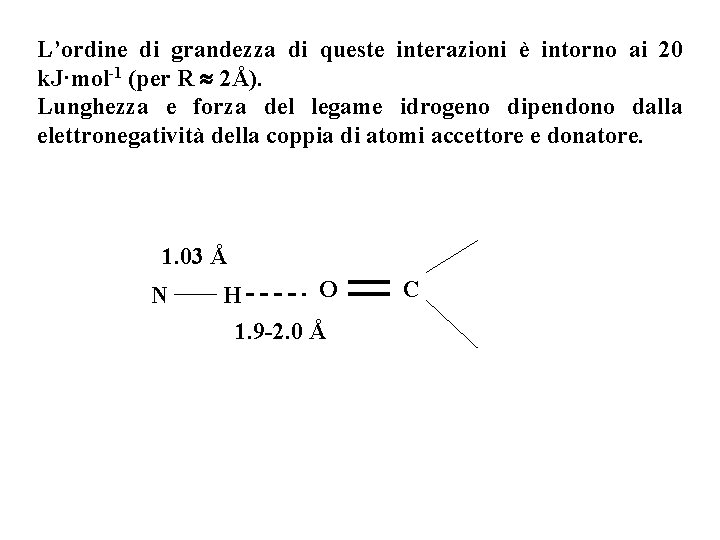 L’ordine di grandezza di queste interazioni è intorno ai 20 k. J·mol-1 (per R