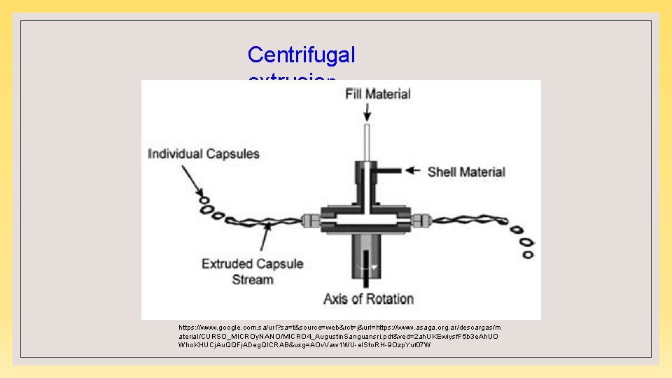 Centrifugal extrusion https: //www. google. com. sa/url? sa=t&source=web&rct=j&url=https: //www. asaga. org. ar/descargas/m aterial/CURSO_MICROy. NANO/MICRO