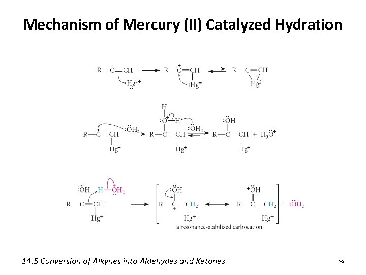 Mechanism of Mercury (II) Catalyzed Hydration 14. 5 Conversion of Alkynes into Aldehydes and