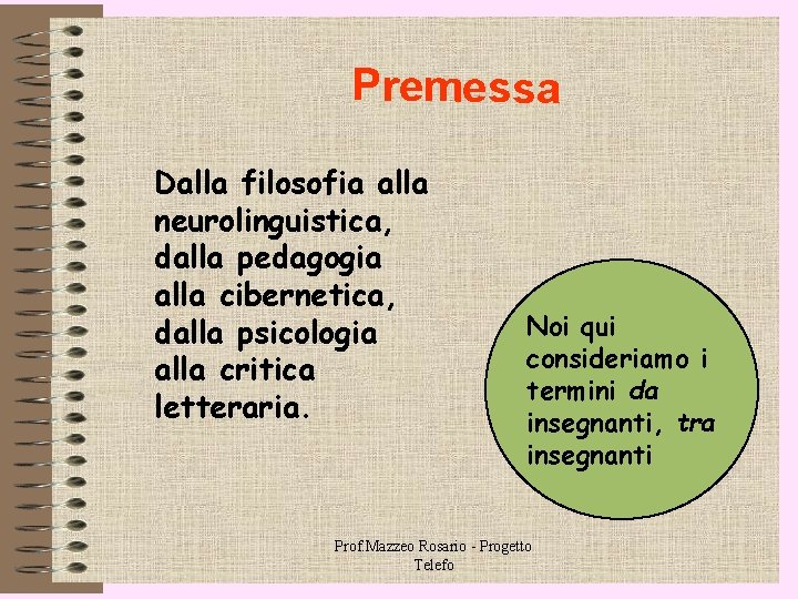 Premessa Dalla filosofia alla neurolinguistica, dalla pedagogia alla cibernetica, dalla psicologia alla critica letteraria. Premessa Dalla filosofia alla neurolinguistica, dalla pedagogia alla cibernetica, dalla psicologia alla critica letteraria.