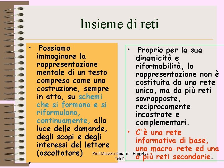 Insieme di reti • • Possiamo • Proprio per la sua immaginare la dinamicità Insieme di reti • • Possiamo • Proprio per la sua immaginare la dinamicità